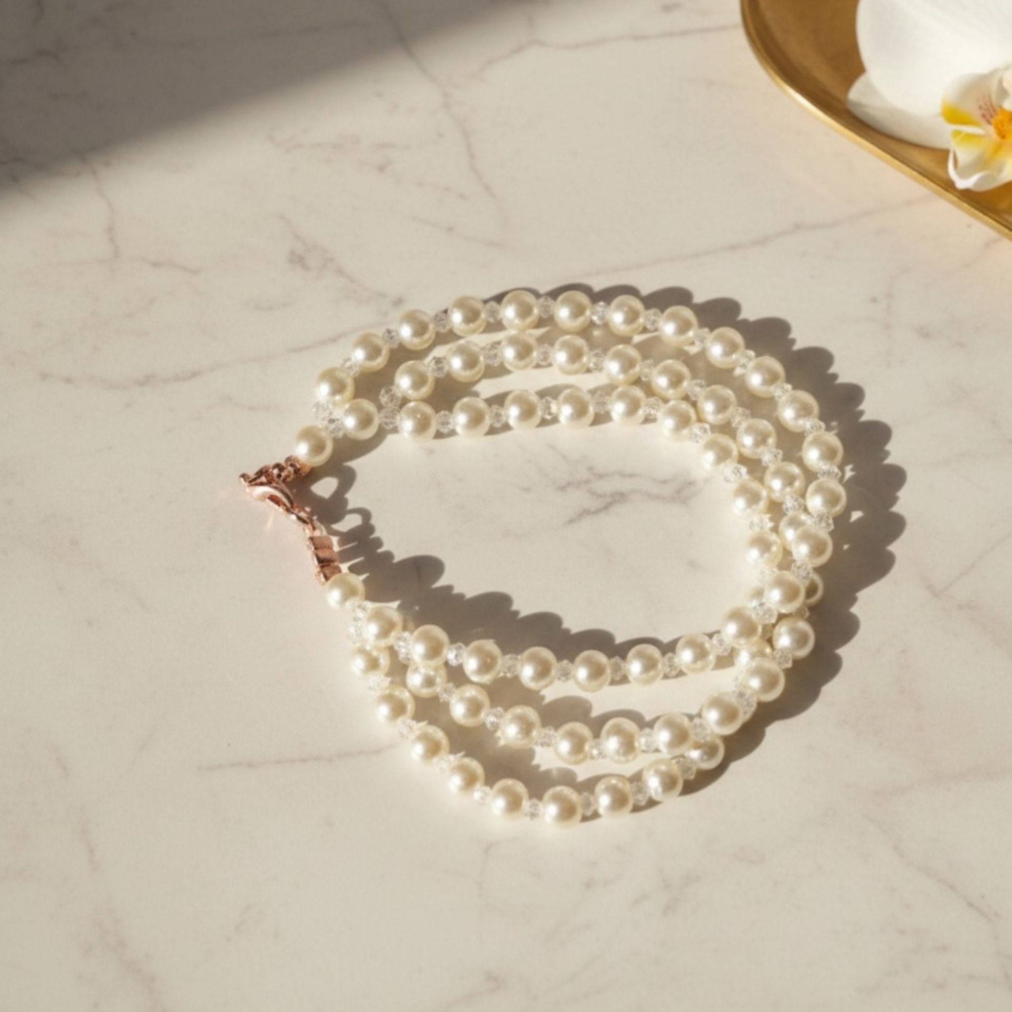 Champagne Pearl Bracelet with Rose Gold Clasp – Pearl Embrace