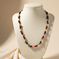 Lava Stone, Tiger's Eye & Peridot Gemstone Necklace – Unisex Handmade Jewelry – Flame of the Earth