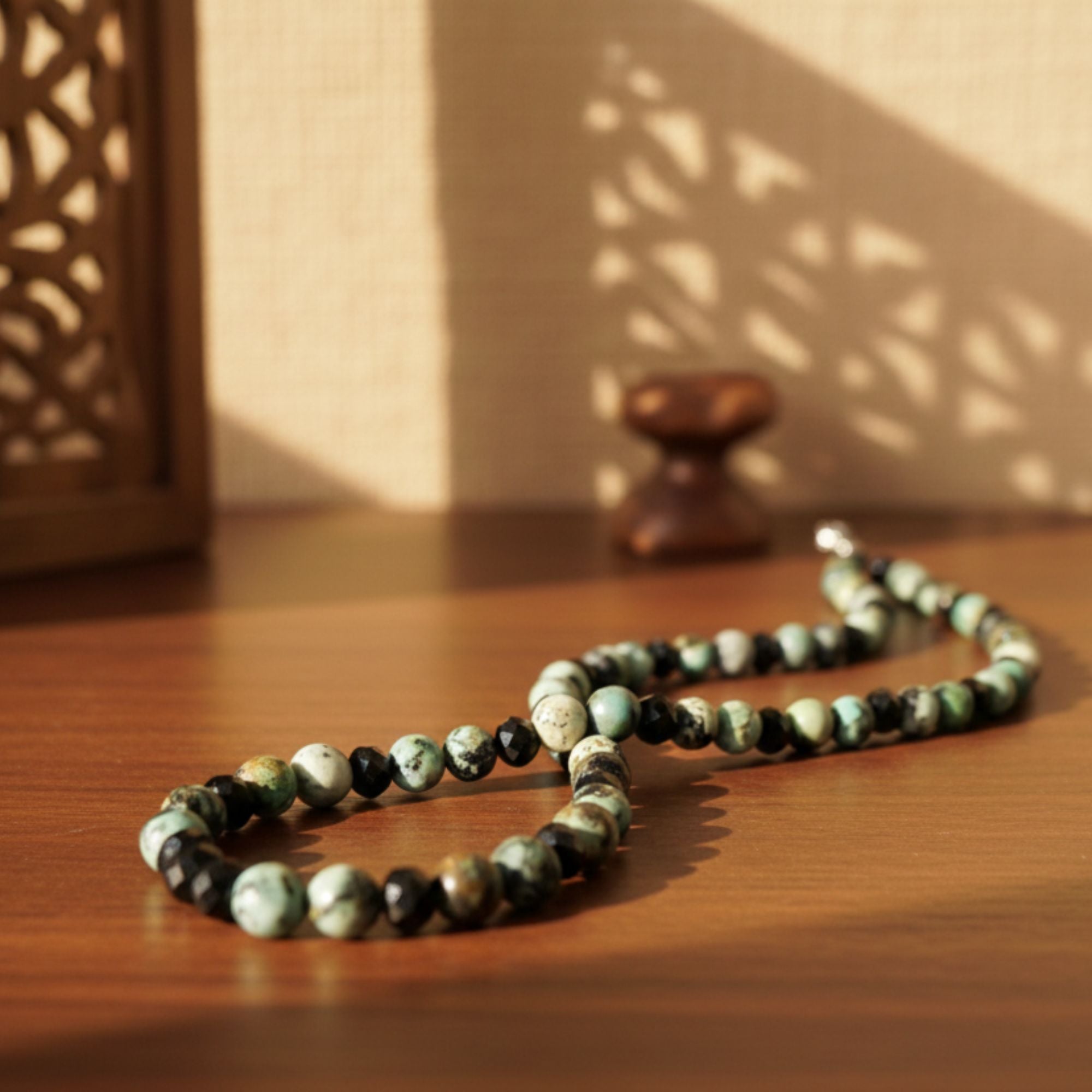 African Turquoise Gemstone Necklace – Unisex Natural Stone Jewelry – Savannah Dream