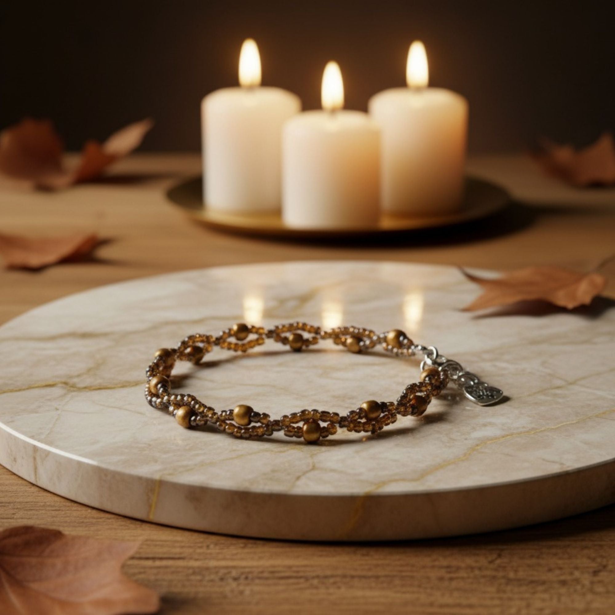 Golden Brown Glass Bead Bracelet – Altair