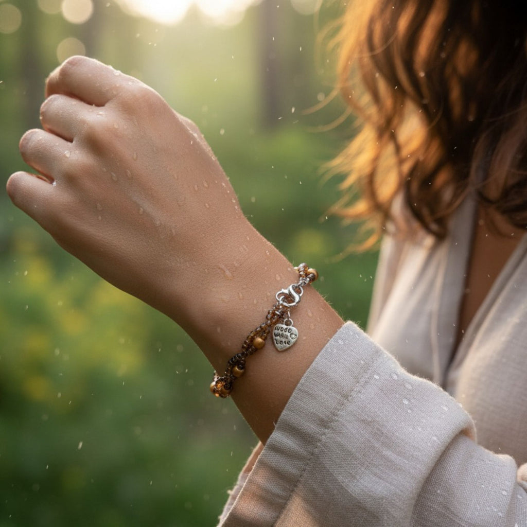 Golden Brown Glass Bead Bracelet – Altair