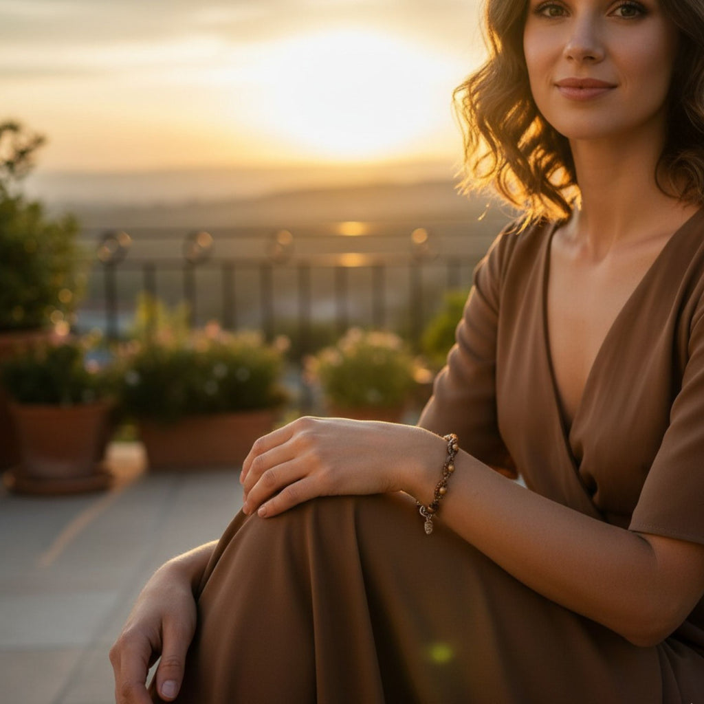 Golden Brown Glass Bead Bracelet – Altair