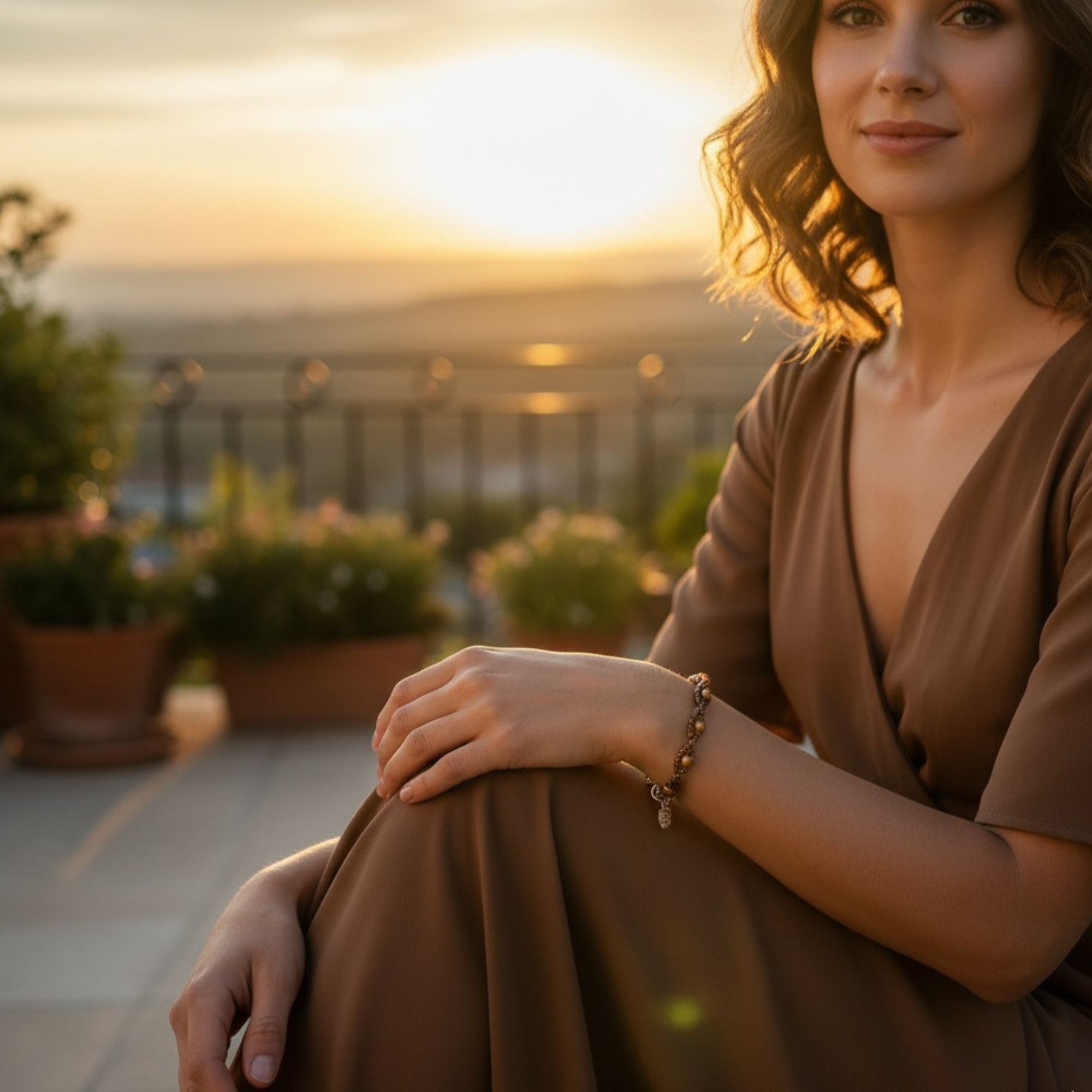 Golden Brown Glass Bead Bracelet – Altair