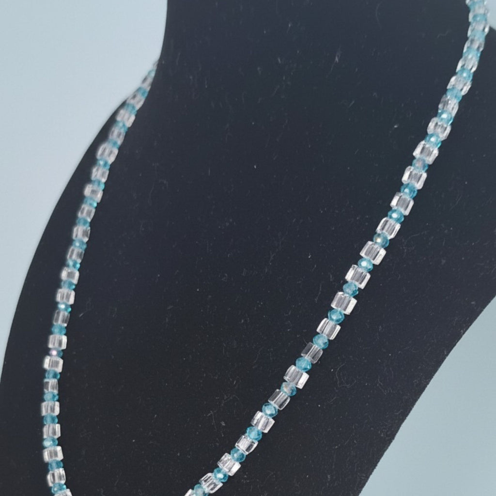 Clear & Turquoise Glass Necklace – Aqua