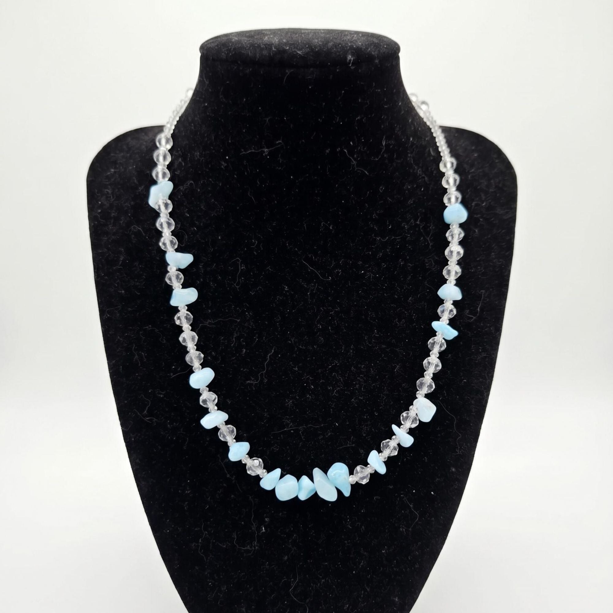 Blue Stone Necklace – Minimalist Aquamarine Style Handmade Jewelry for Women – Aqualis