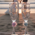 Wedding Champagne Glasses with Rhinestones, Pearls & Floral Details – Handmade Romantic Bridal Toast Set – Nova Petal