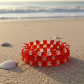 Red Glass Bead Bracelet with Crystal Accents – Bellatrix