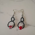 Black Dangle Earrings with Red Accent – Black & Bold