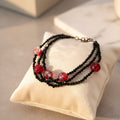 Three Strand Black Crystal & Red Crackle Bracelet – Black & Bold