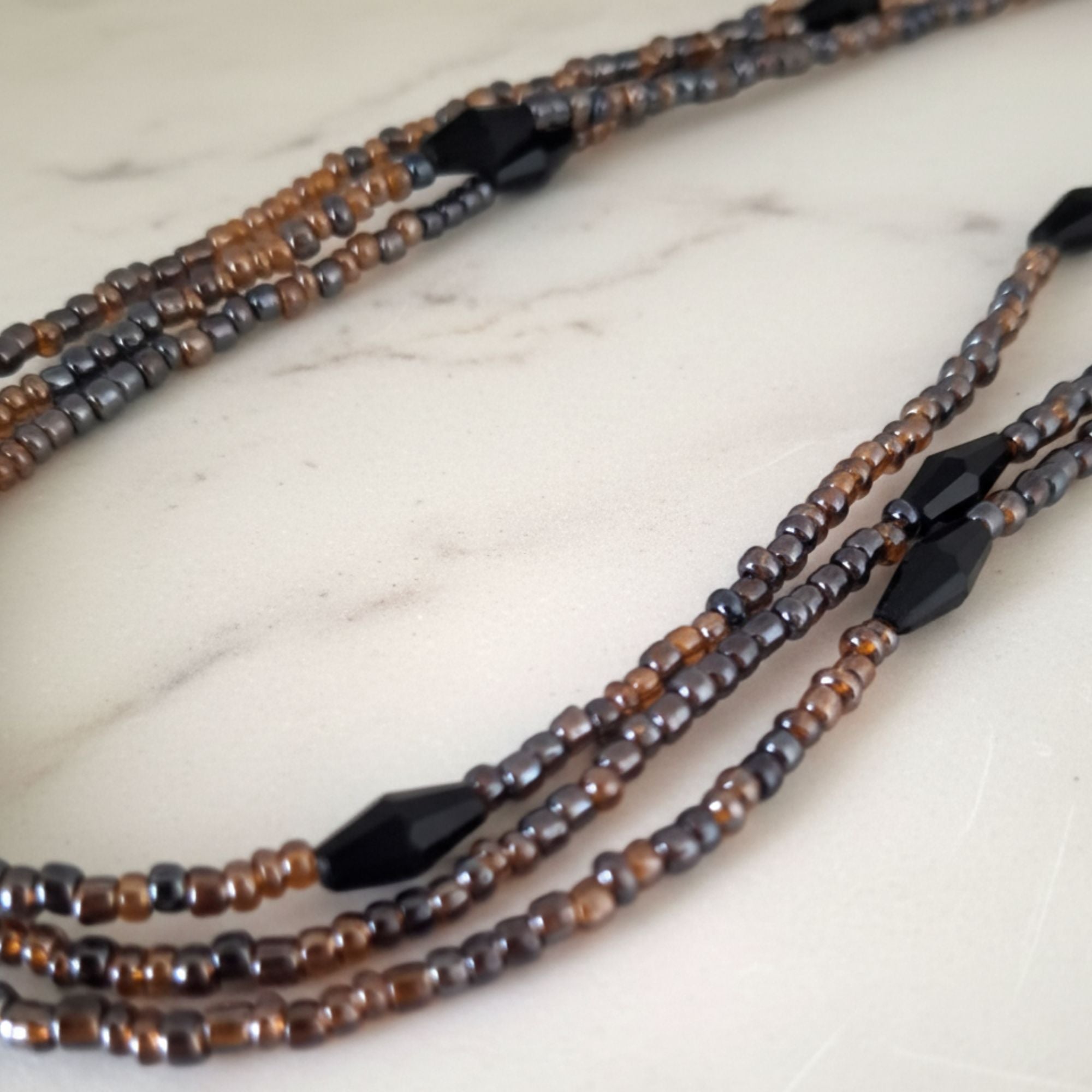 Elegant Black & Bronze Statement Necklace – Midnight Chic