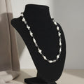 Black Lava & White Shell Necklace – Handmade Gemstone Jewelry for Women – Alnilam