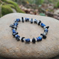 Lapis Lazuli, Onyx & Crystal Gemstone Bracelet – Handmade Royal Blue Jewelry – Blue Eclipse