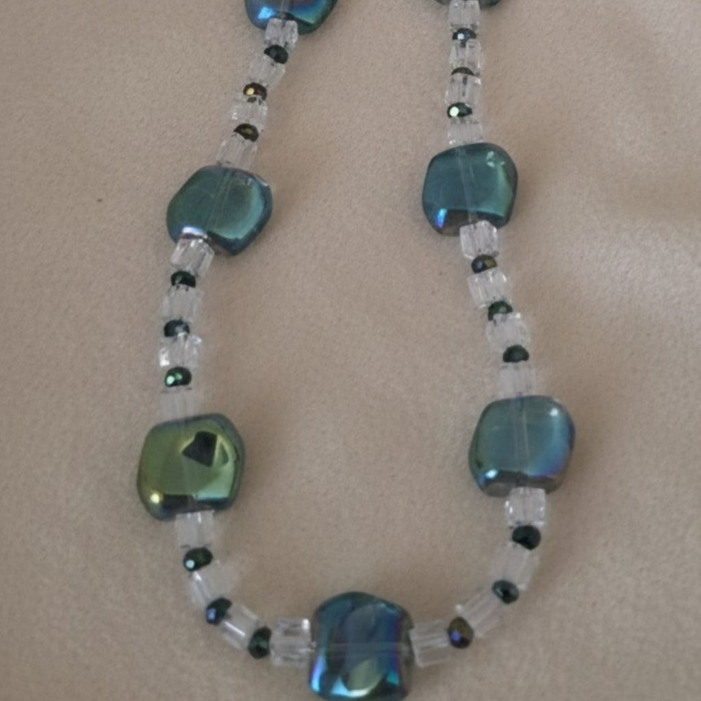 Blue Green Glass Bead Necklace – Ocean Whisper