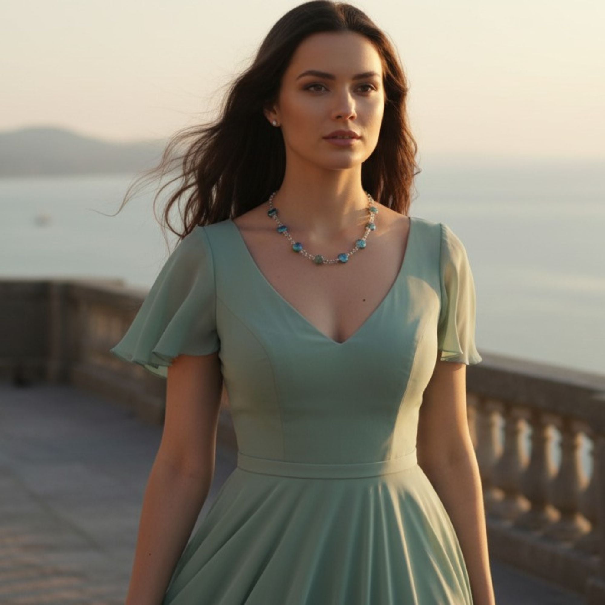 Blue Green Glass Bead Necklace – Ocean Whisper