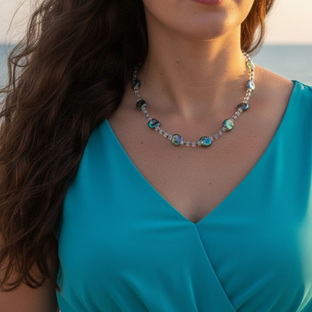 Blue Green Glass Bead Necklace – Ocean Whisper