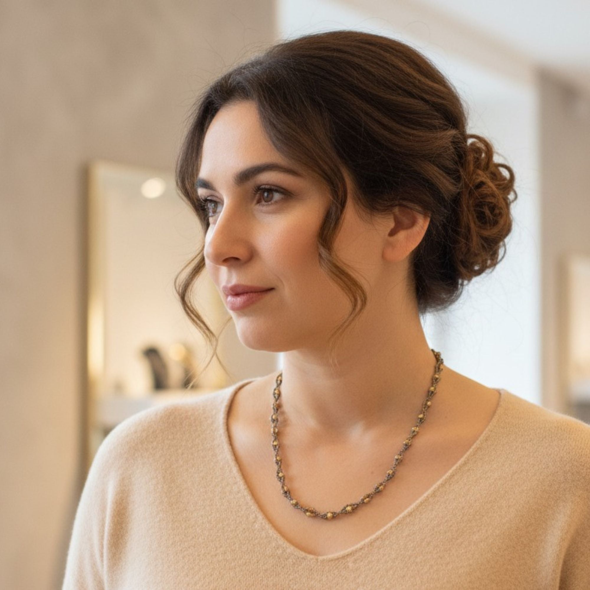 Gold & Amber Glass Bead Necklace – Altair