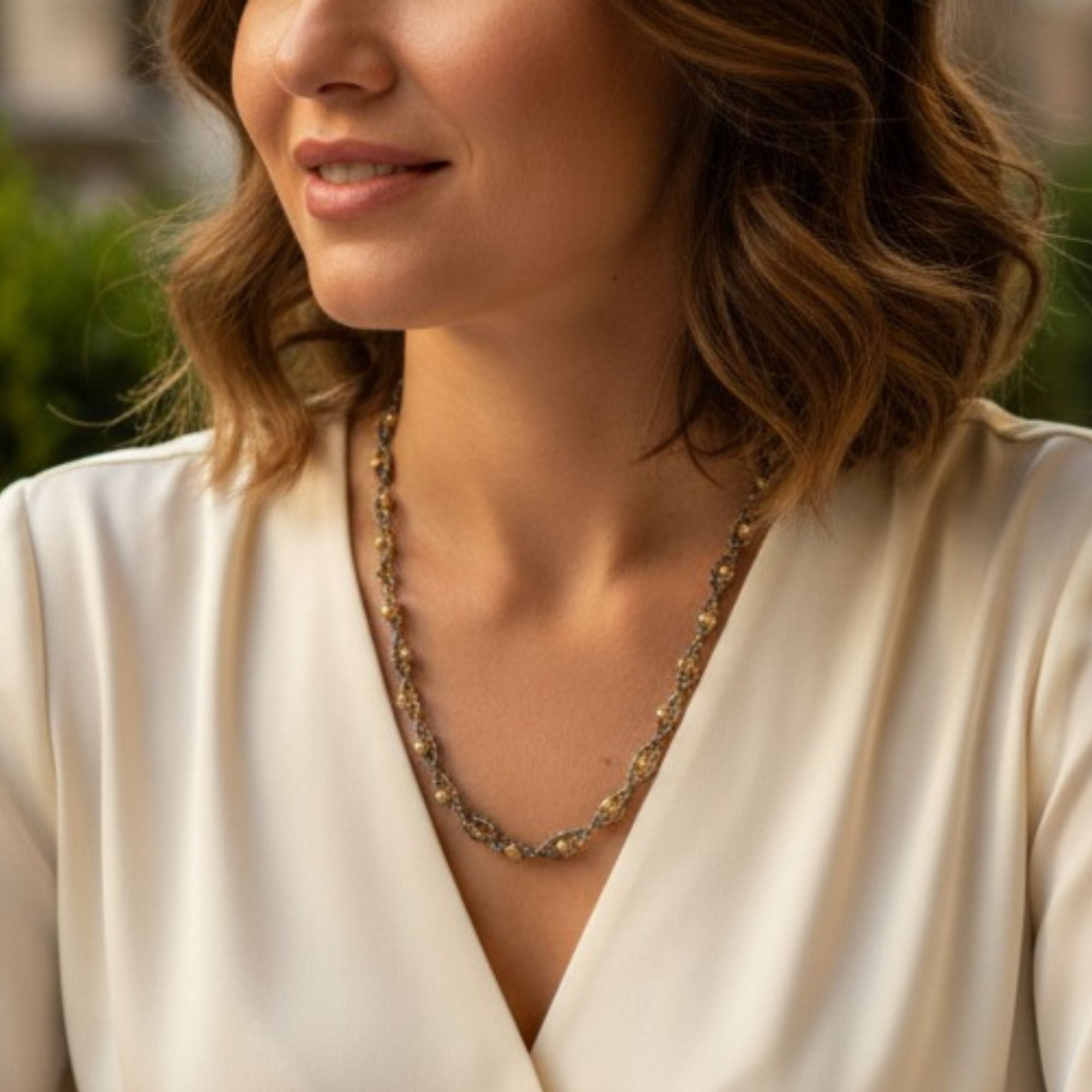 Gold & Amber Glass Bead Necklace – Altair