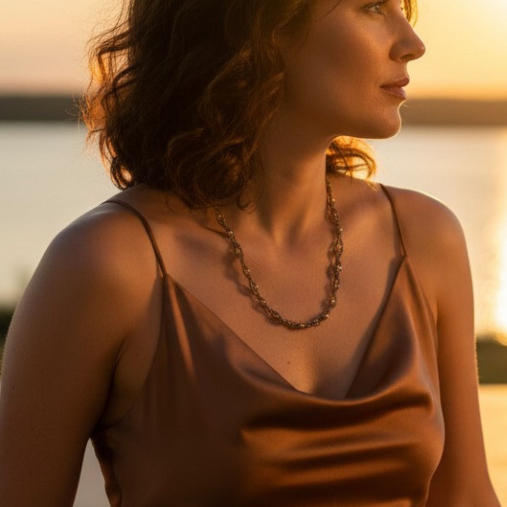 Gold & Amber Glass Bead Necklace – Altair