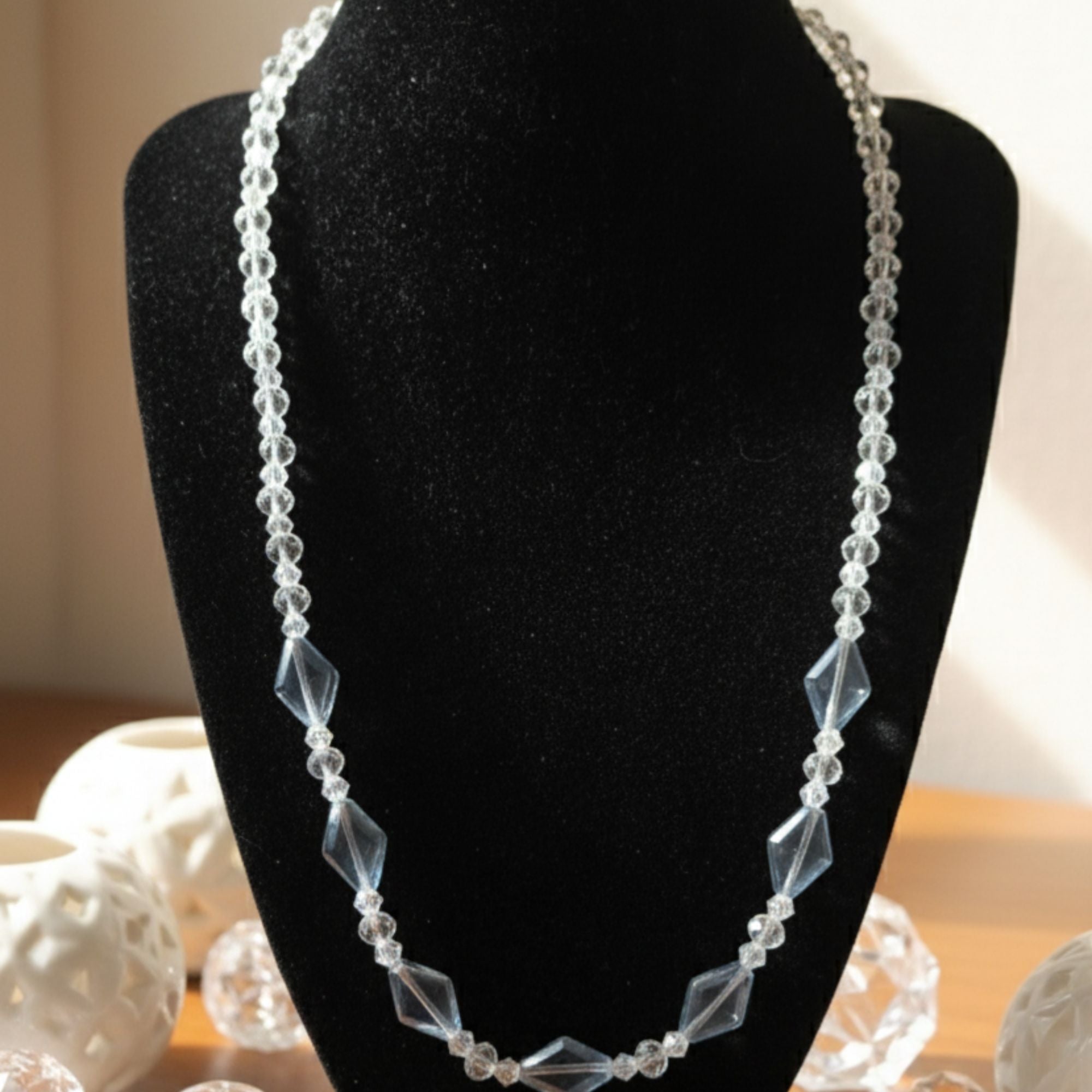 Handmade Light Blue Glass Bead Necklace – Elegance Blue