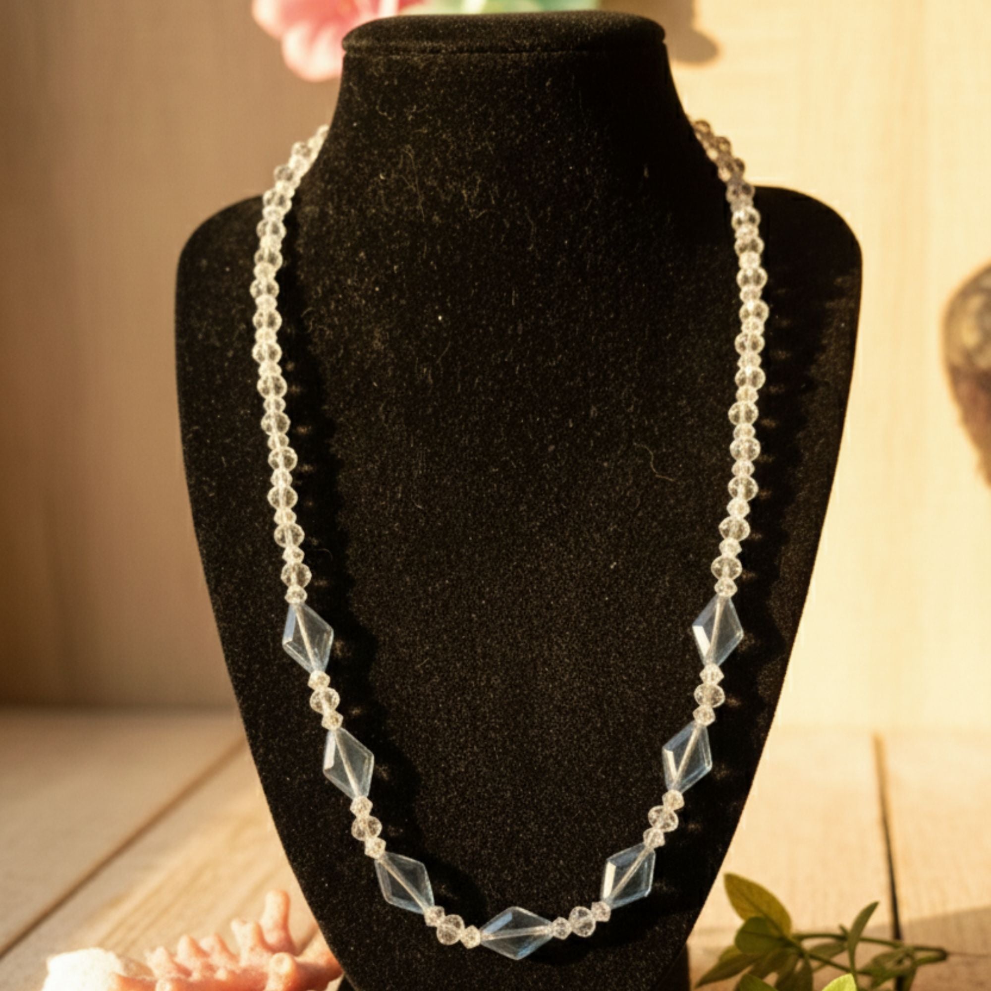 Handmade Light Blue Glass Bead Necklace – Elegance Blue