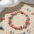 Coral & Lapis Lazuli Gemstone Bracelet – Handmade Ocean-Inspired Jewelry – Coral Blossom