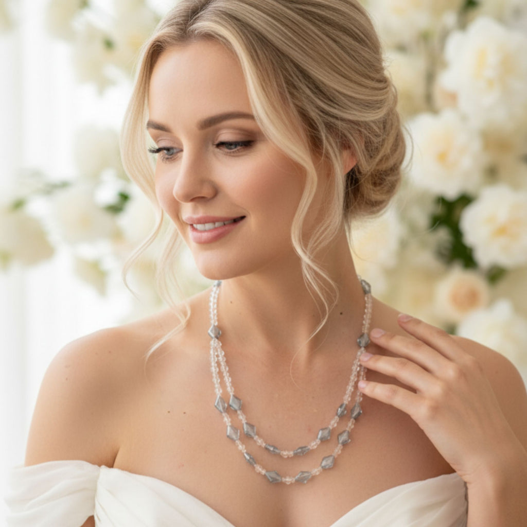 Ice Blue Glass Necklace – Crystal Sky