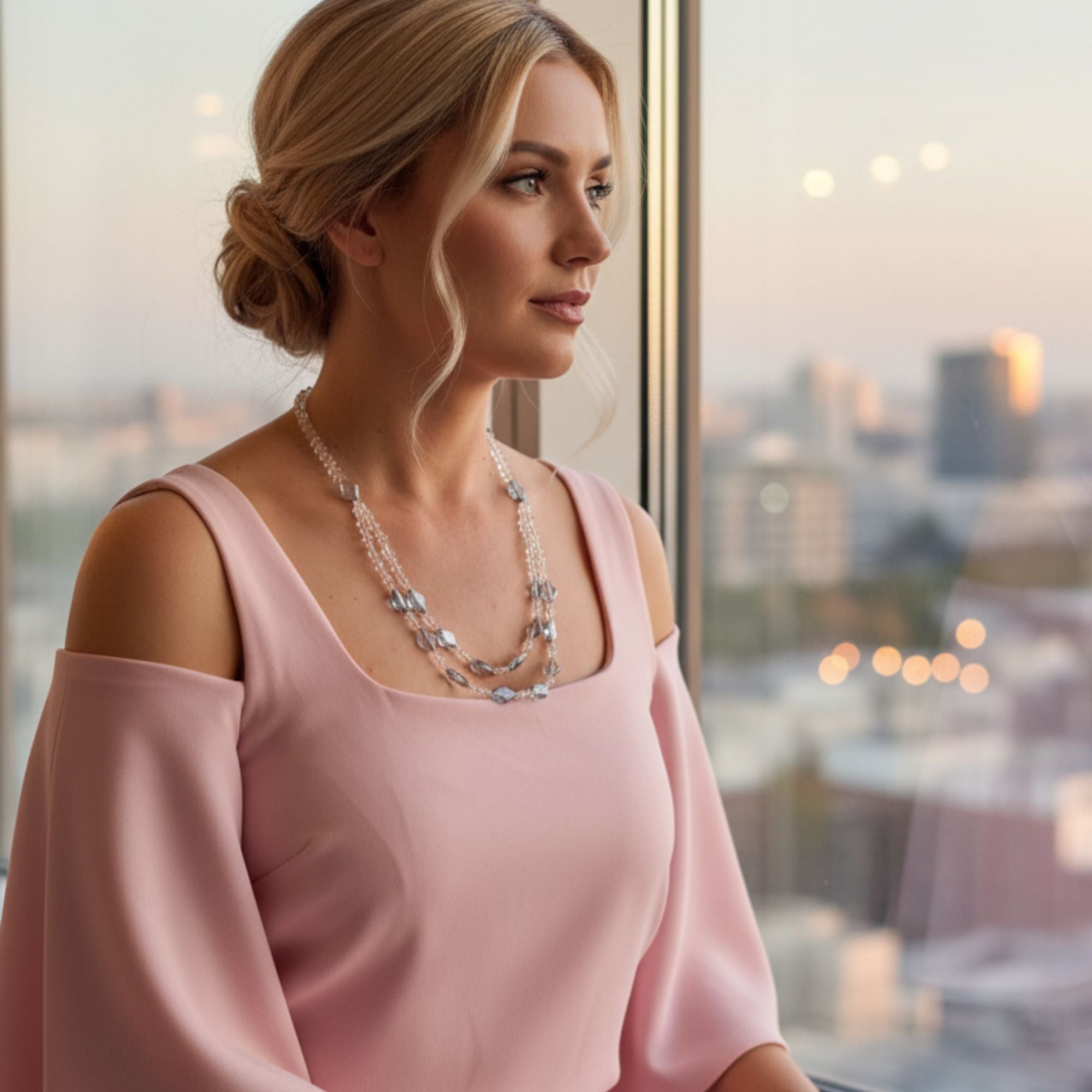 Ice Blue Glass Necklace – Crystal Sky