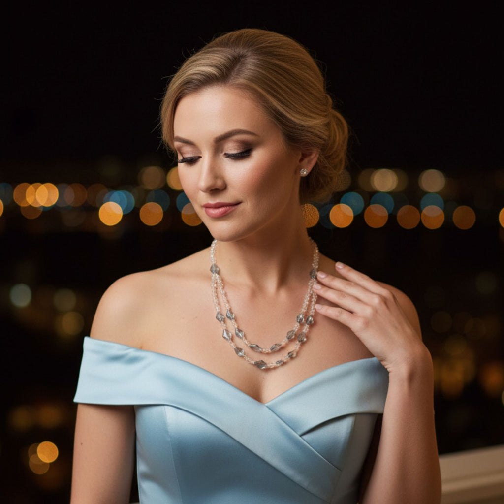 Ice Blue Glass Necklace – Crystal Sky