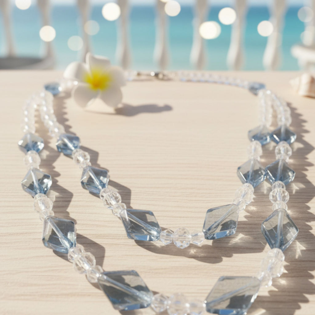 Ice Blue Glass Necklace – Crystal Sky