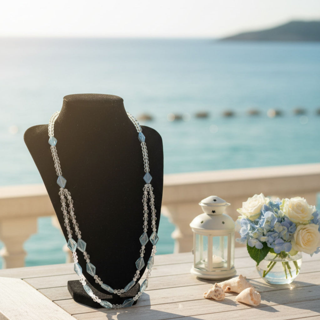 Ice Blue Glass Necklace – Crystal Sky