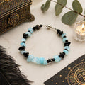 Aquamarine & Onyx Gemstone Bracelet – Elegant Blue and Black Jewelry – Deneb