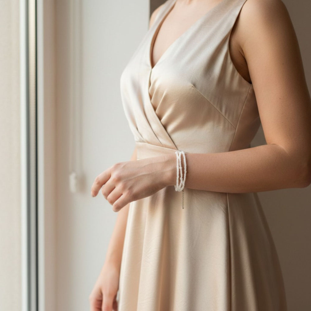 Three-Strand Pearl Bracelet in Soft Cream White – Elara