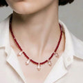 Red Beaded Necklace with Crystal Teardrops – Electra