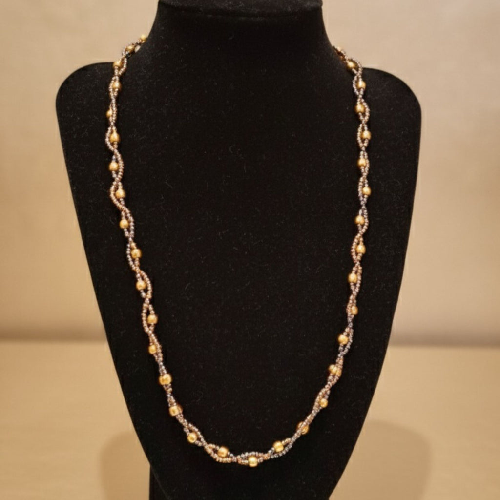 Gold & Amber Glass Bead Necklace – Altair