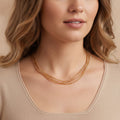 Multi-Strand Necklace in Warm Gold Tone – Golden Harmony