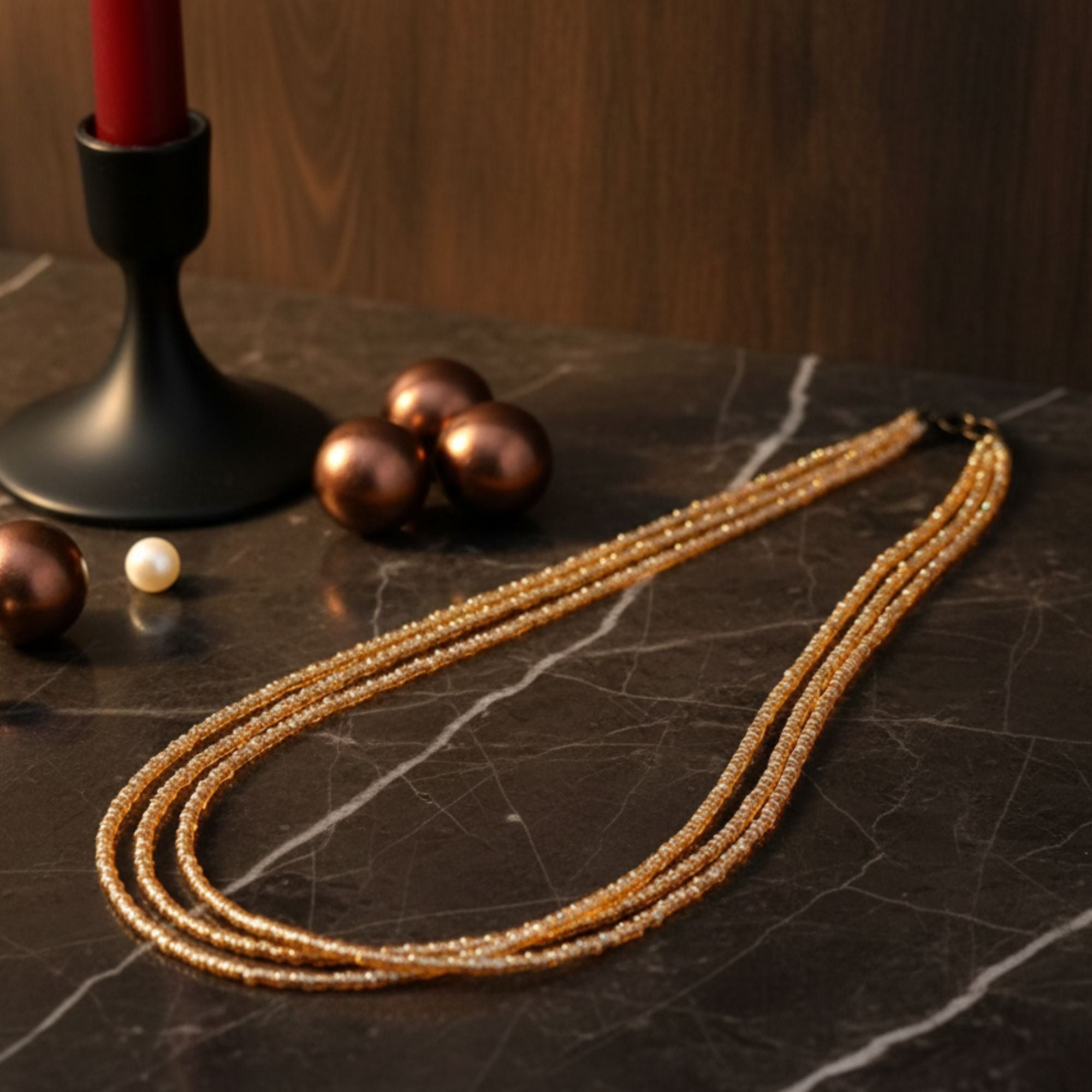 Multi-Strand Necklace in Warm Gold Tone – Golden Harmony