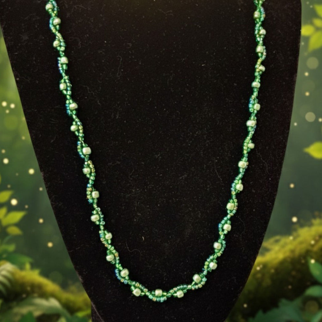 Handcrafted Green Glass Bead Necklace – Soul of the Forest