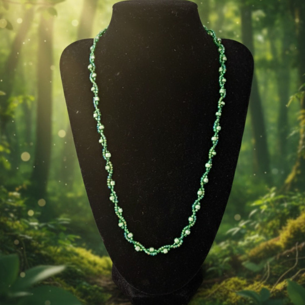 Handcrafted Green Glass Bead Necklace – Soul of the Forest