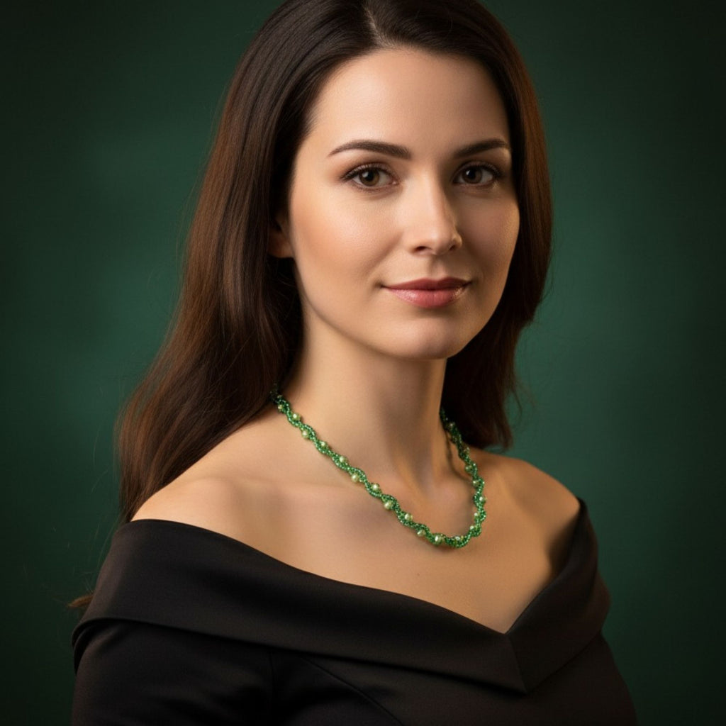 Handcrafted Green Glass Bead Necklace – Soul of the Forest