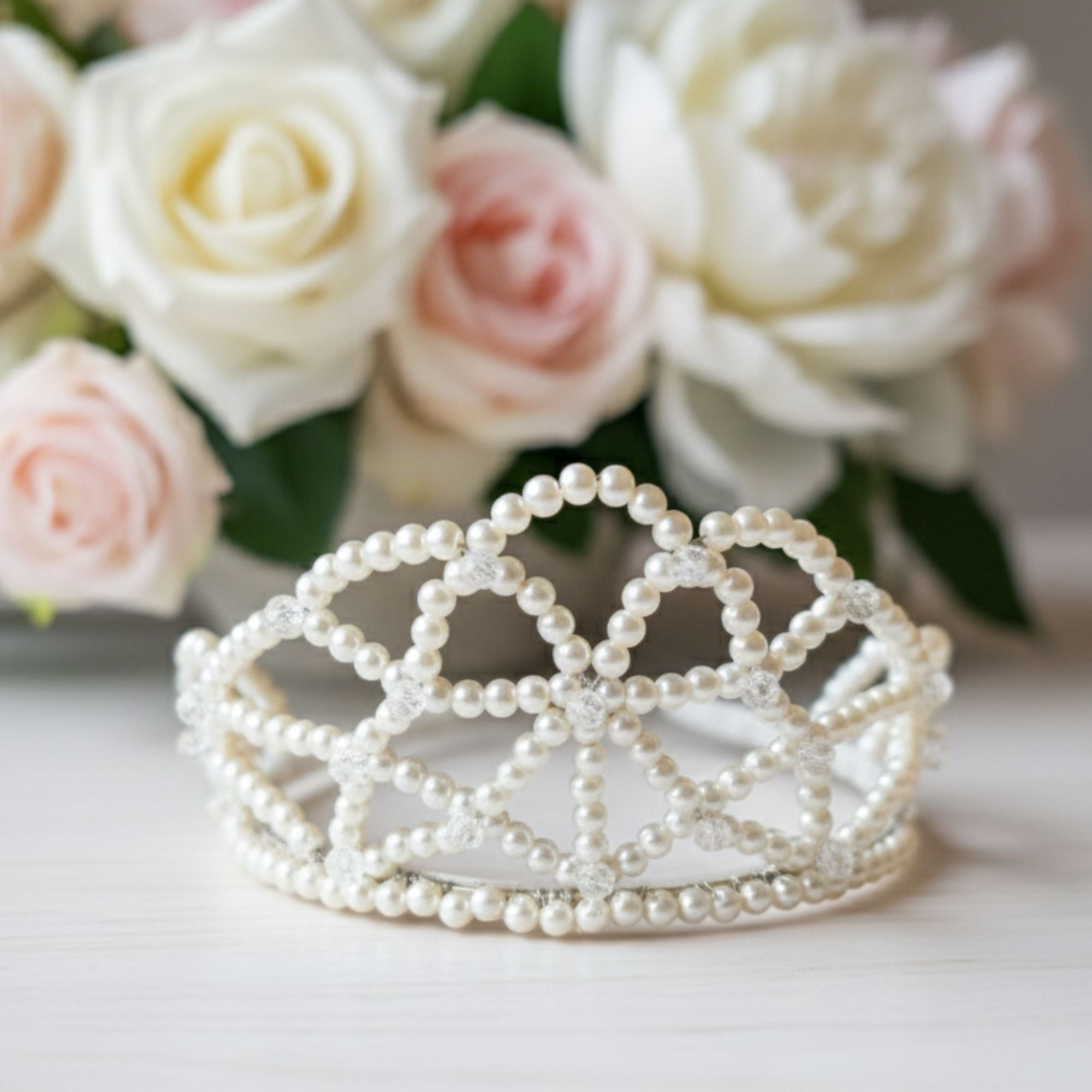 Pearl Bridal Crown in Gold and Cream – Handmade Wedding Hair Accessory – Ivory Dream