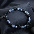 Handmade Black Gemstone Bracelet with Subtle Crystal Accents – Midnight Guard