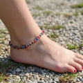 Coral, Onyx & Tiger’s Eye Anklet – Handmade Summer Gemstone Jewelry – Colors of the Sea