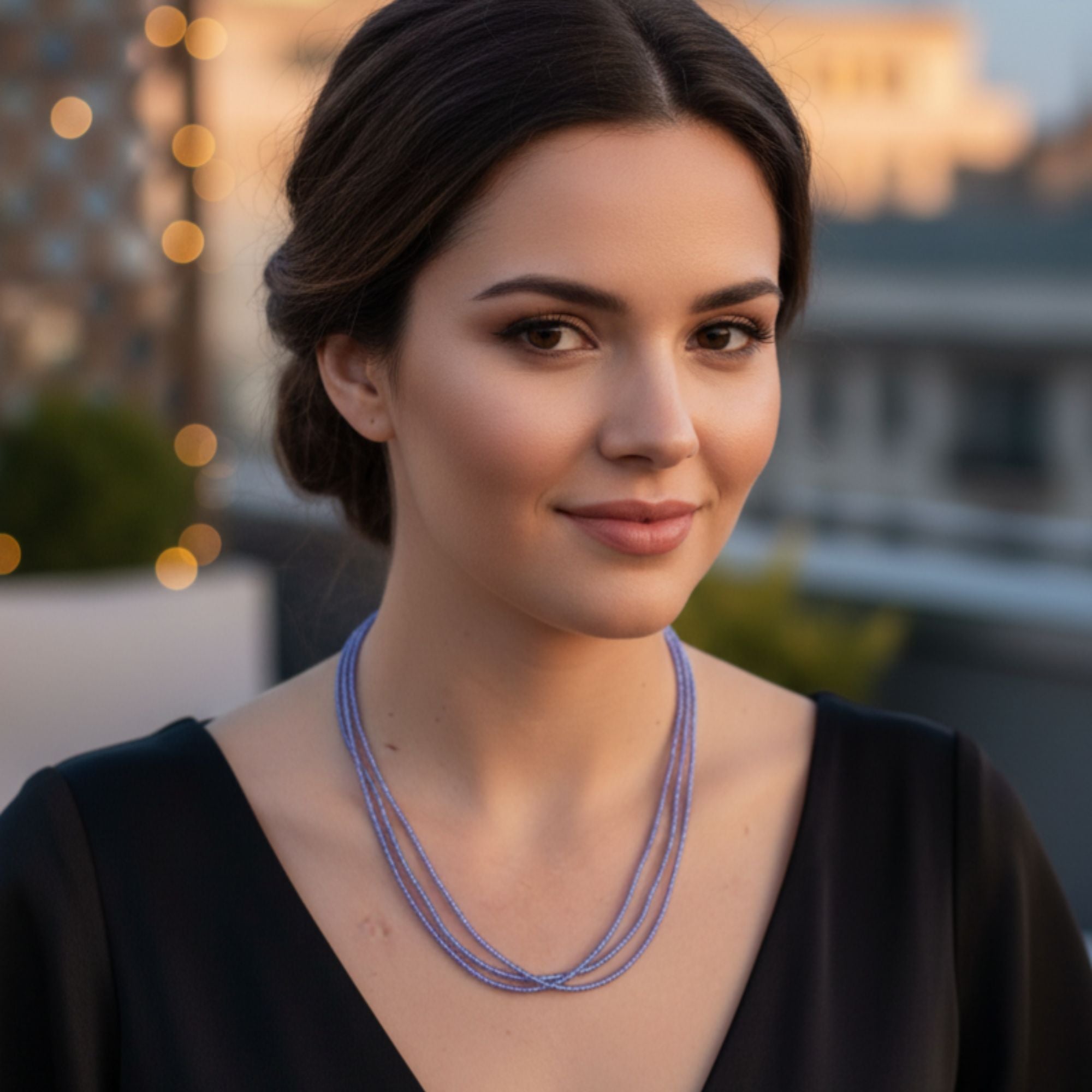 Multi-Strand Glass Bead Necklace – Lavender Haze
