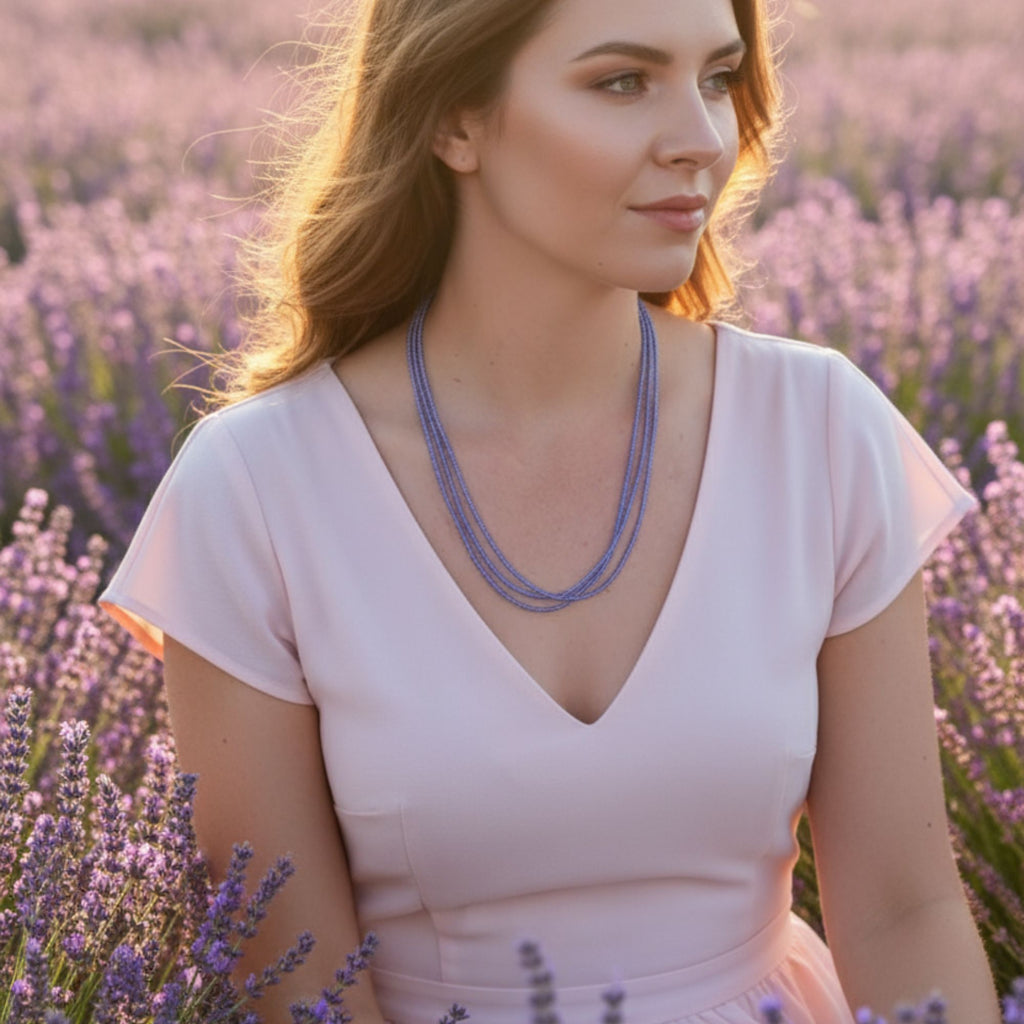 Multi-Strand Glass Bead Necklace – Lavender Haze