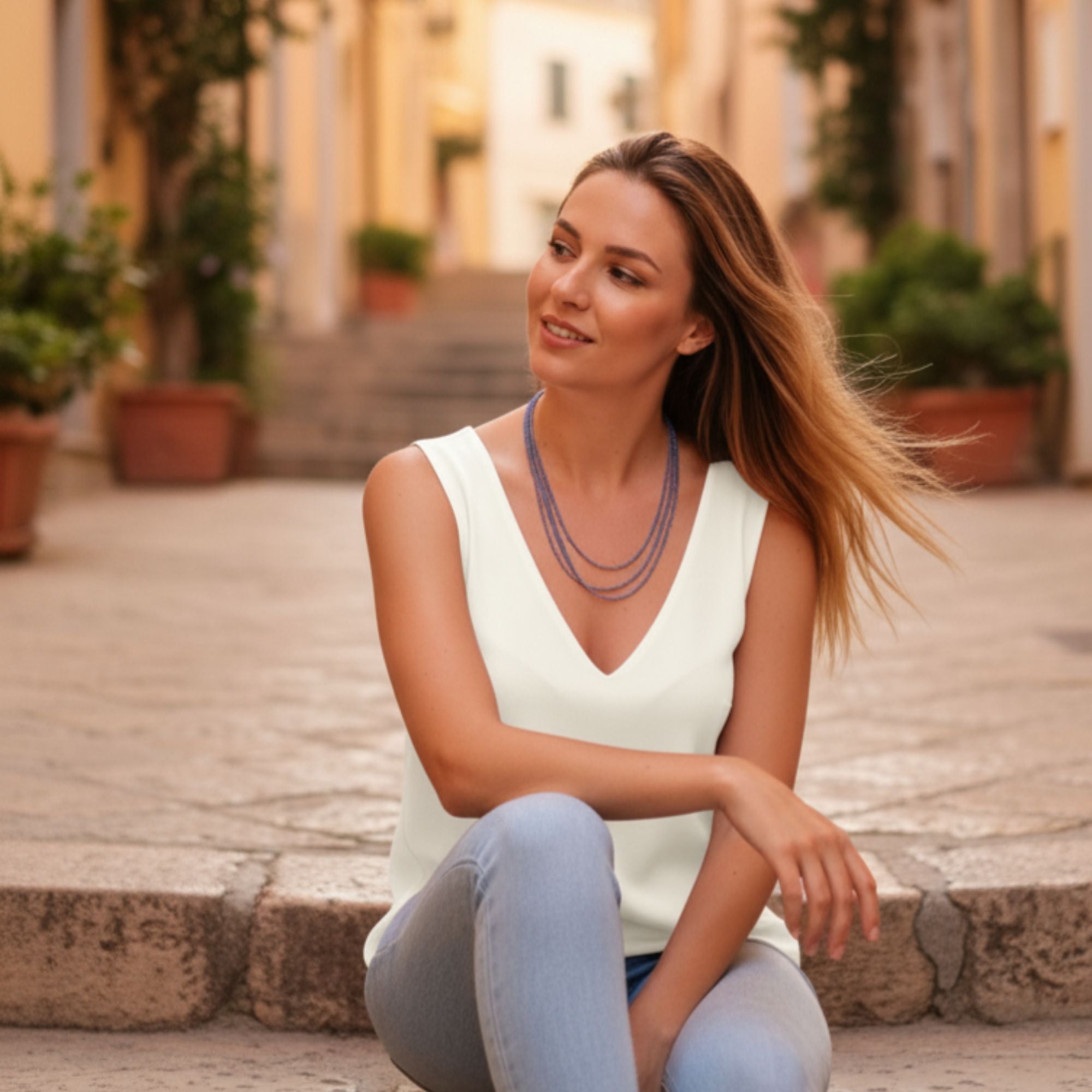 Multi-Strand Glass Bead Necklace – Lavender Haze