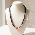 Black Lava Stone Necklace with Red Jasper – Minimalist Handmade Jewelry – Luma