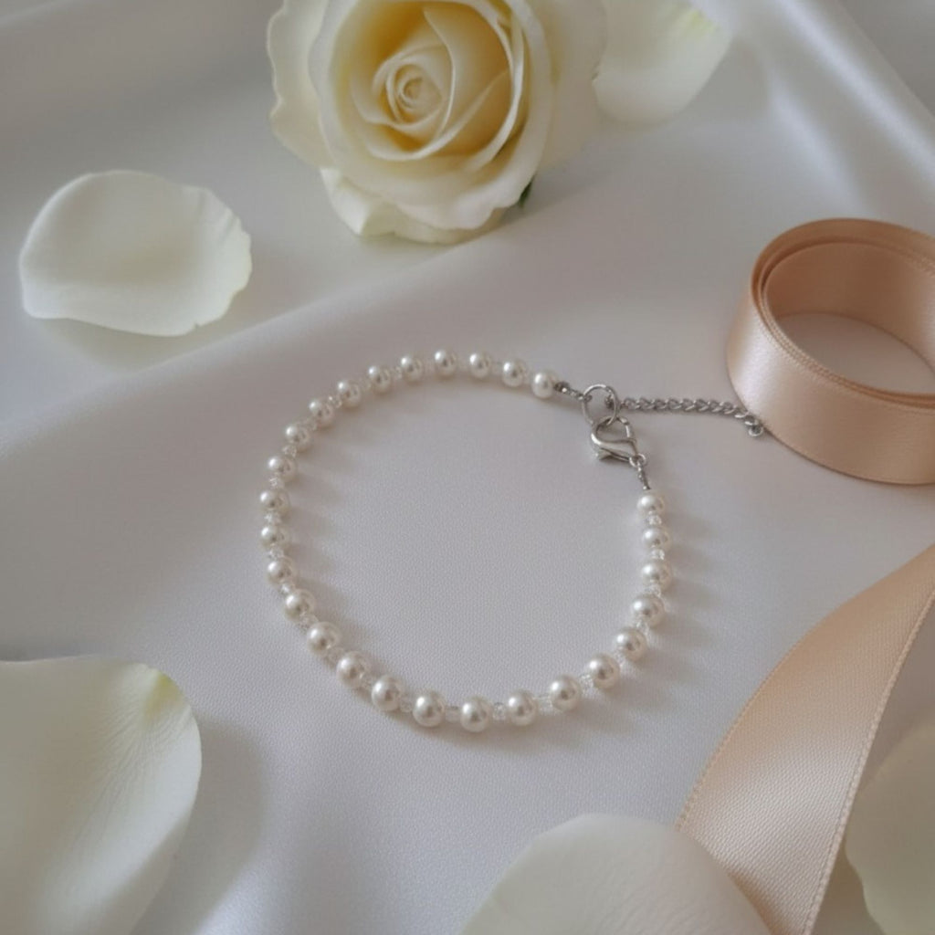 White Pearl Bracelet with Extension Chain – Lyra