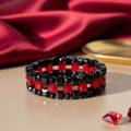 Black & Red Glass Bead Bracelet – Midnight Ruby
