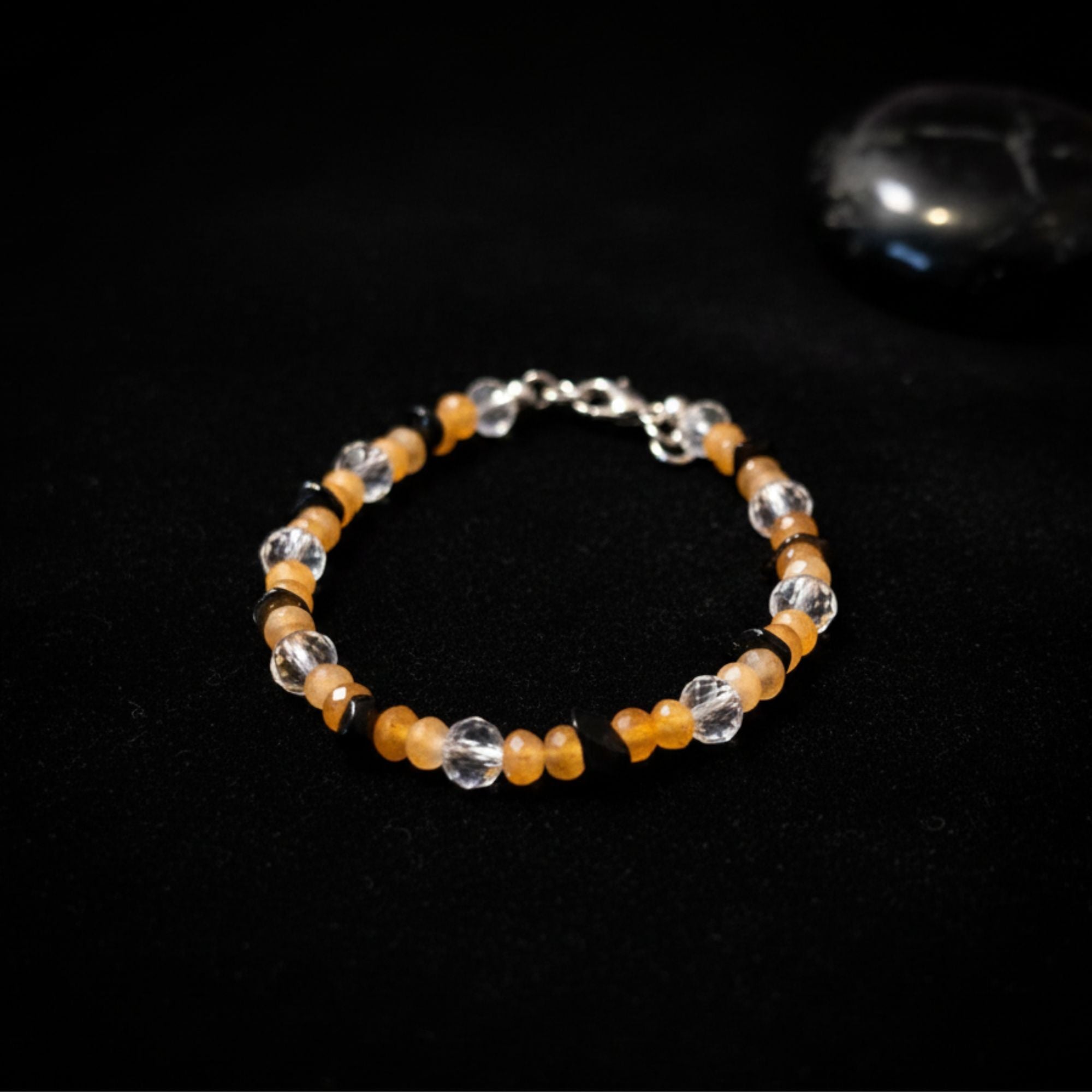 Gemstone Bracelet with Citrine & Onyx – Morning Sun