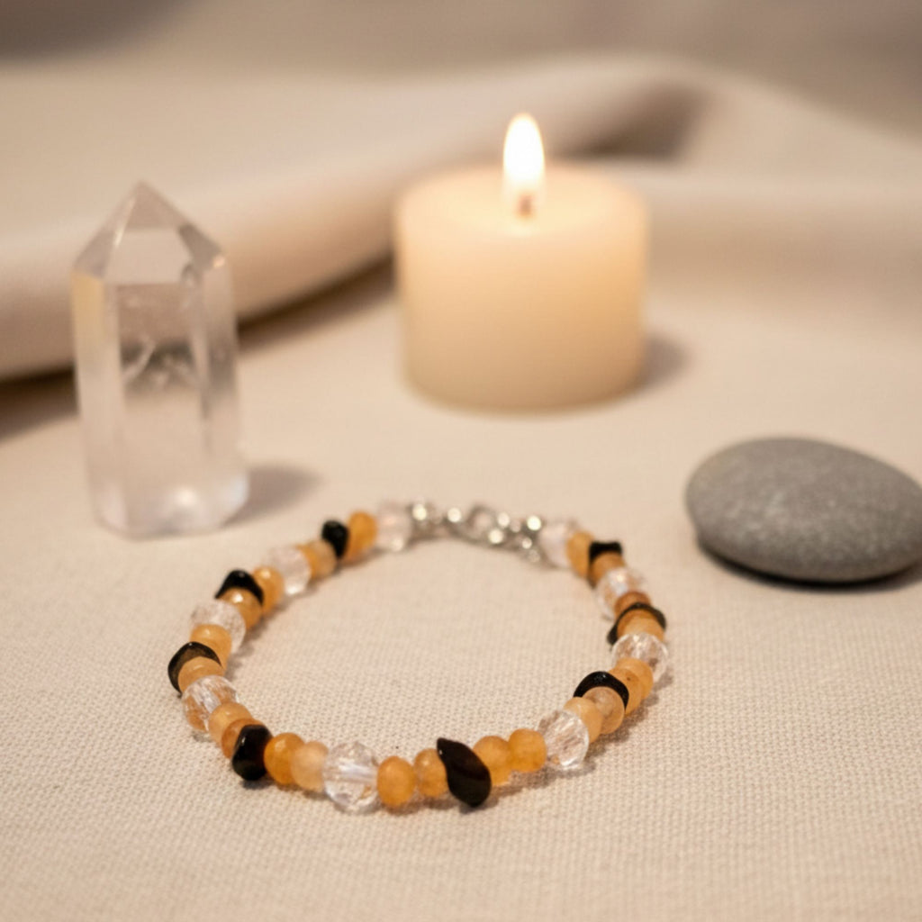 Gemstone Bracelet with Citrine & Onyx – Morning Sun